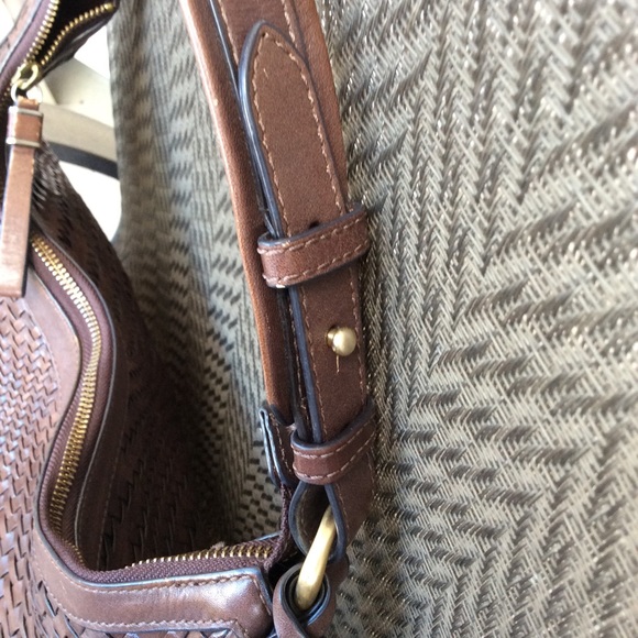 ❌SOLD❌ Cole Haan Brown Genevieve Woven Leather Hobo Bag - Picture 4 of 10
